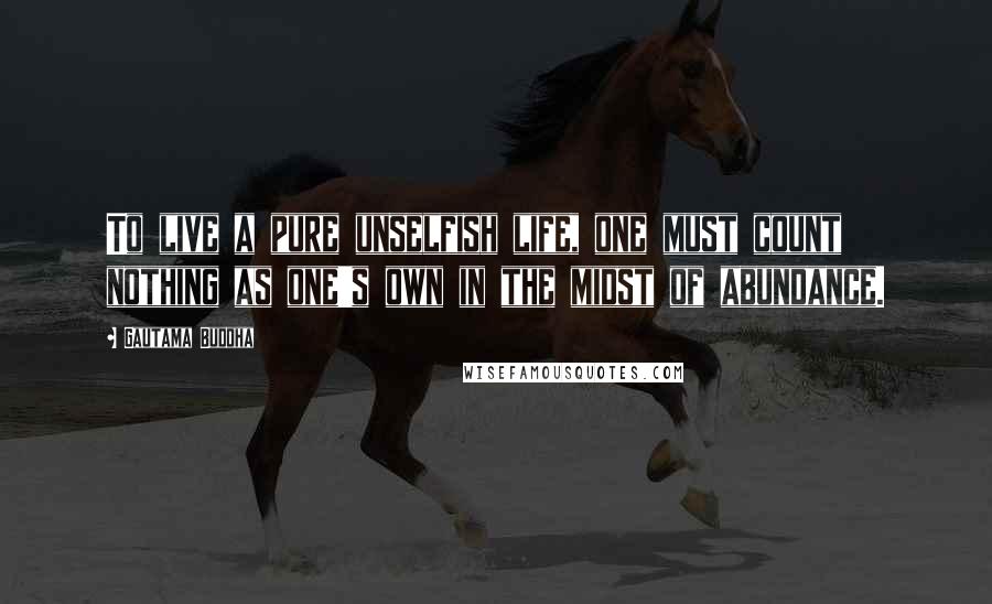 Gautama Buddha Quotes: To live a pure unselfish life, one must count nothing as one's own in the midst of abundance.