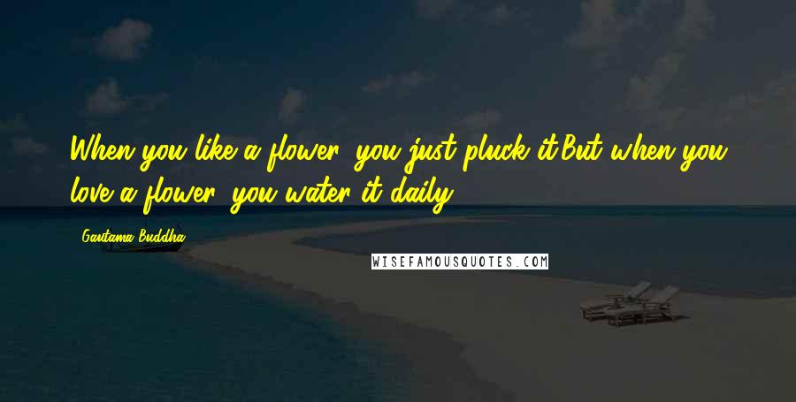 Gautama Buddha Quotes: When you like a flower, you just pluck it.But when you love a flower, you water it daily.