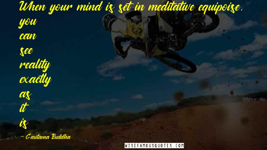 Gautama Buddha Quotes: When your mind is set in meditative equipoise, you can see reality exactly as it is