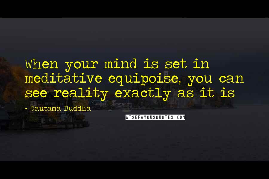 Gautama Buddha Quotes: When your mind is set in meditative equipoise, you can see reality exactly as it is