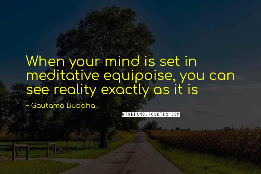 Gautama Buddha Quotes: When your mind is set in meditative equipoise, you can see reality exactly as it is