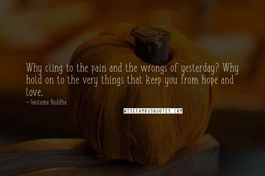 Gautama Buddha Quotes: Why cling to the pain and the wrongs of yesterday? Why hold on to the very things that keep you from hope and love.