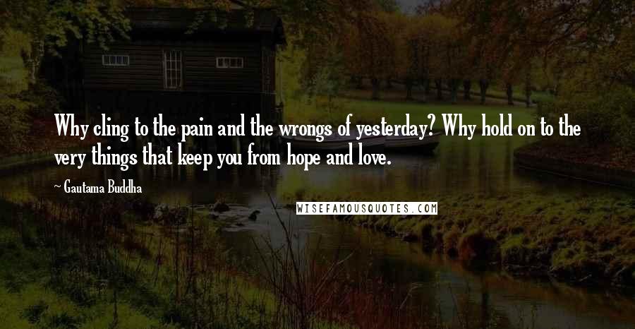 Gautama Buddha Quotes: Why cling to the pain and the wrongs of yesterday? Why hold on to the very things that keep you from hope and love.