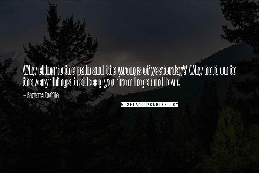 Gautama Buddha Quotes: Why cling to the pain and the wrongs of yesterday? Why hold on to the very things that keep you from hope and love.