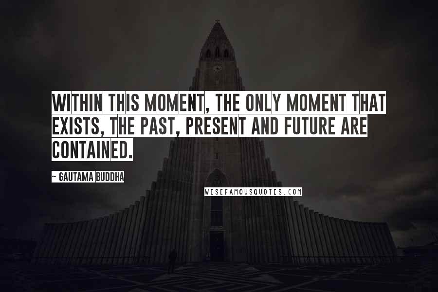 Gautama Buddha Quotes: Within this moment, the only moment that exists, the past, present and future are contained.