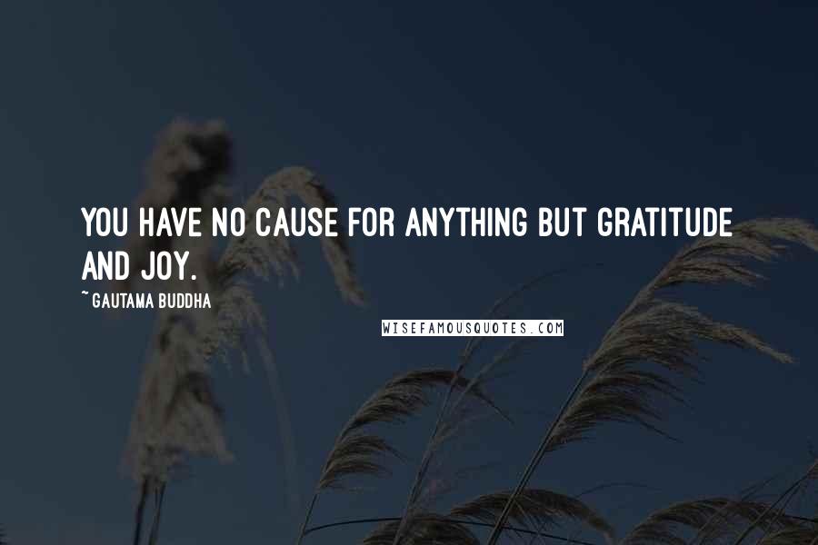 Gautama Buddha Quotes: You have no cause for anything but gratitude and joy.