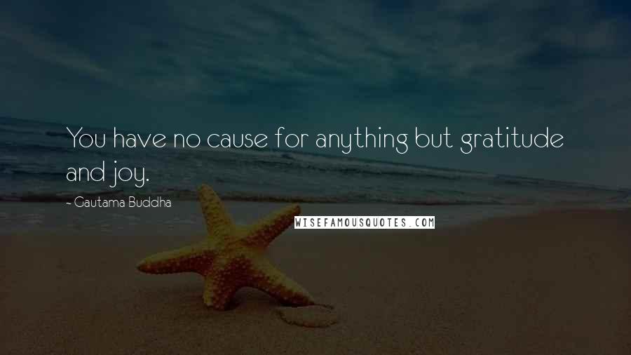Gautama Buddha Quotes: You have no cause for anything but gratitude and joy.