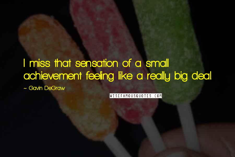 Gavin DeGraw Quotes: I miss that sensation of a small achievement feeling like a really big deal.