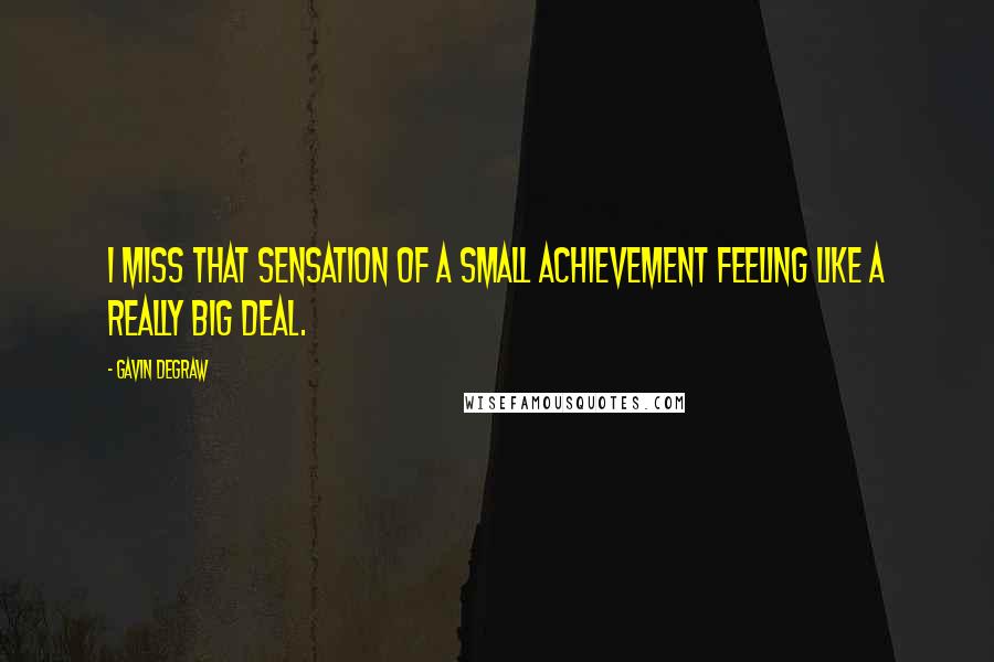 Gavin DeGraw Quotes: I miss that sensation of a small achievement feeling like a really big deal.