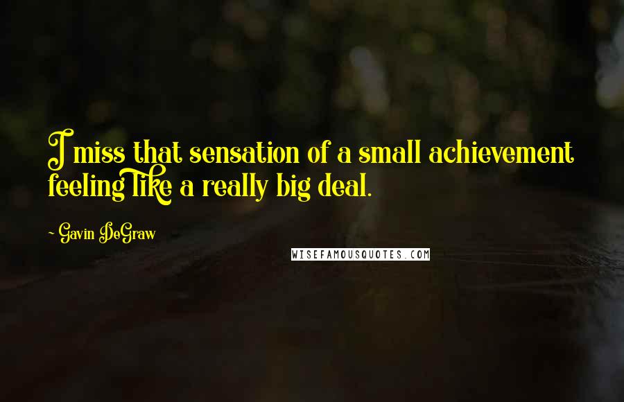 Gavin DeGraw Quotes: I miss that sensation of a small achievement feeling like a really big deal.