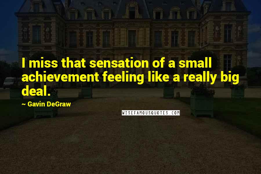 Gavin DeGraw Quotes: I miss that sensation of a small achievement feeling like a really big deal.