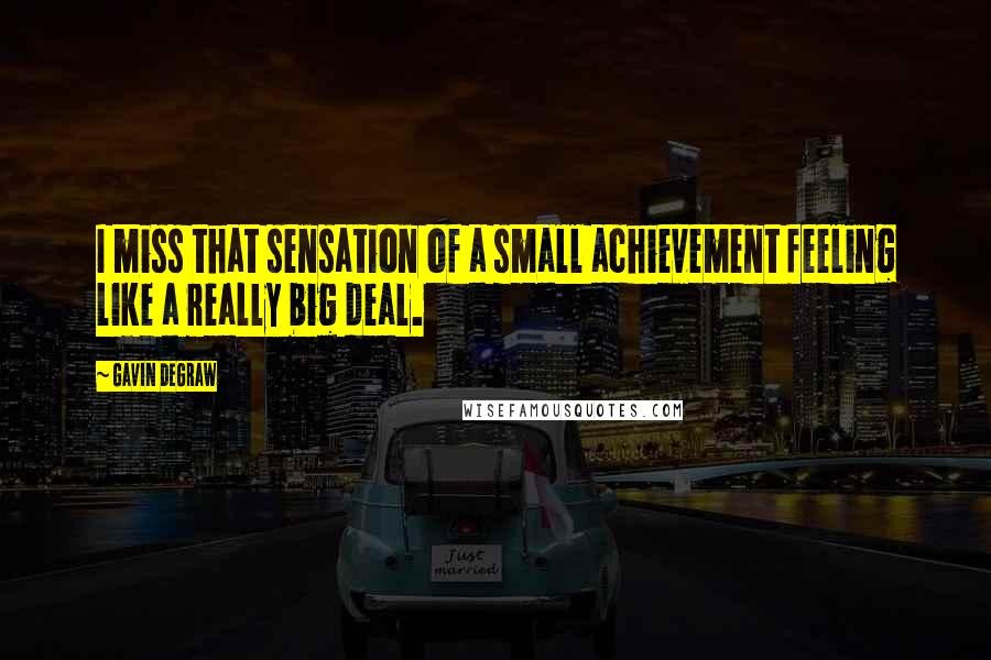 Gavin DeGraw Quotes: I miss that sensation of a small achievement feeling like a really big deal.