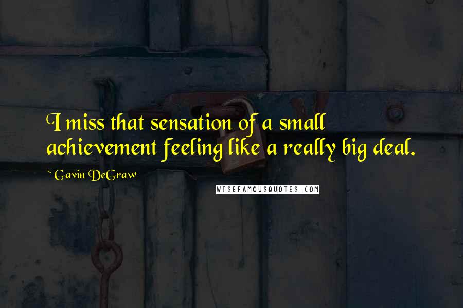 Gavin DeGraw Quotes: I miss that sensation of a small achievement feeling like a really big deal.