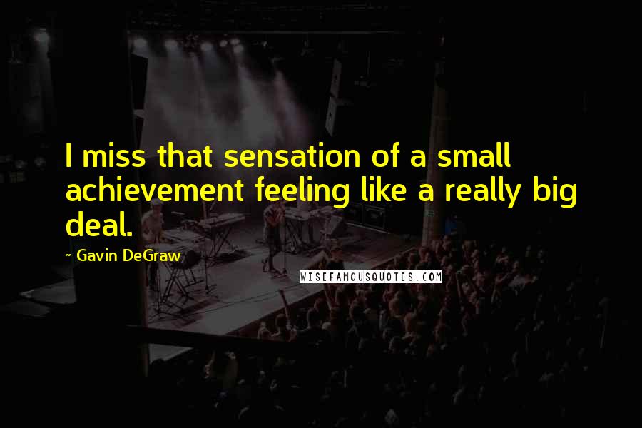 Gavin DeGraw Quotes: I miss that sensation of a small achievement feeling like a really big deal.