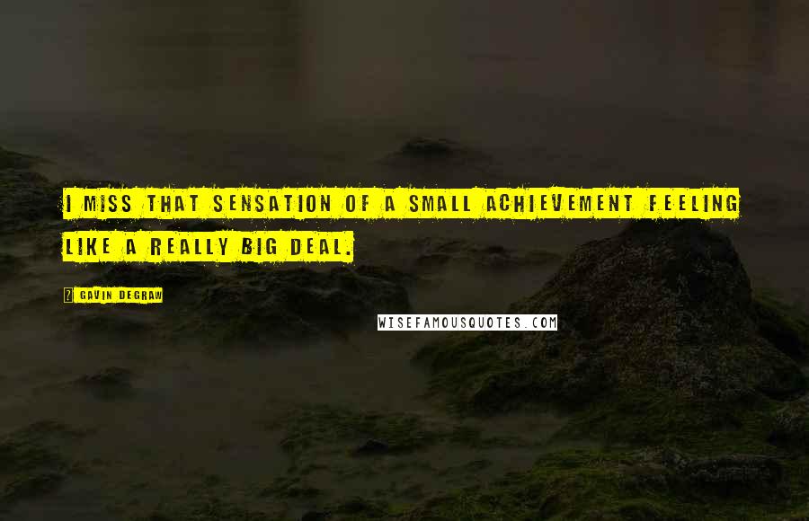 Gavin DeGraw Quotes: I miss that sensation of a small achievement feeling like a really big deal.