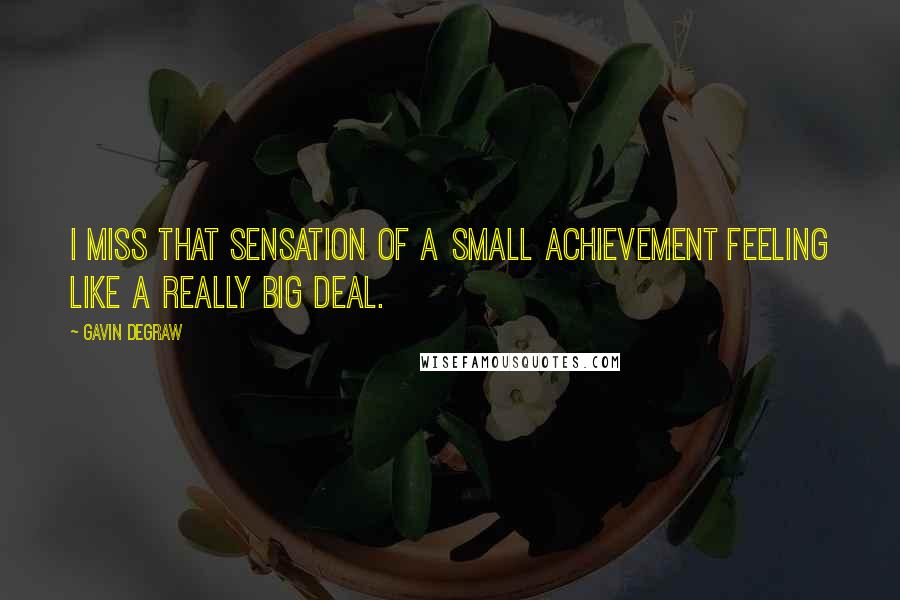 Gavin DeGraw Quotes: I miss that sensation of a small achievement feeling like a really big deal.