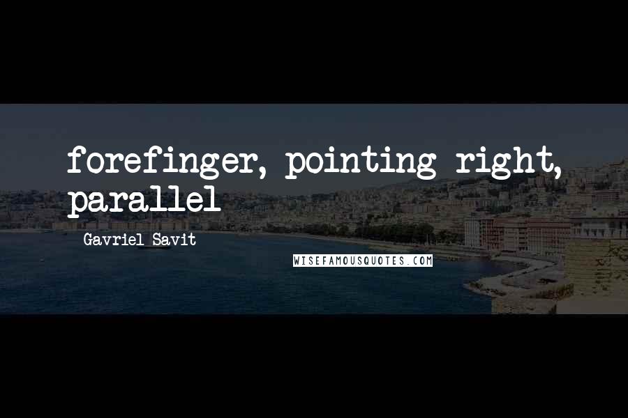 Gavriel Savit Quotes: forefinger, pointing right, parallel