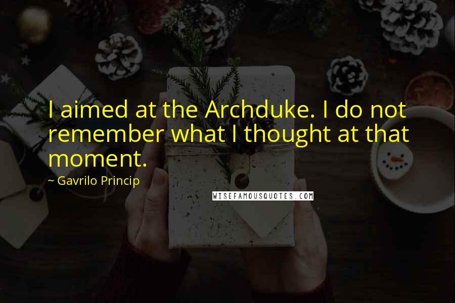 Gavrilo Princip Quotes: I aimed at the Archduke. I do not remember what I thought at that moment.