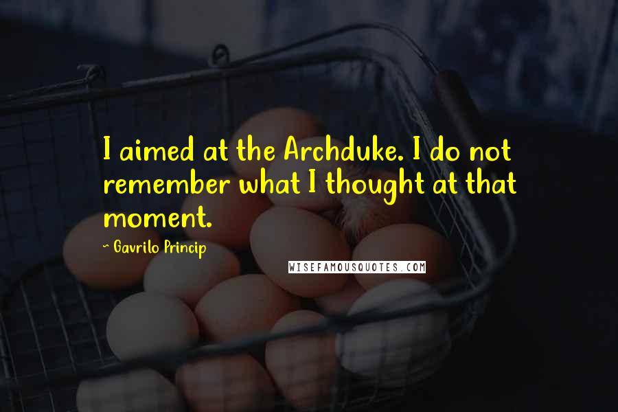 Gavrilo Princip Quotes: I aimed at the Archduke. I do not remember what I thought at that moment.