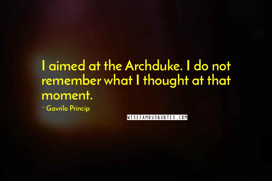 Gavrilo Princip Quotes: I aimed at the Archduke. I do not remember what I thought at that moment.