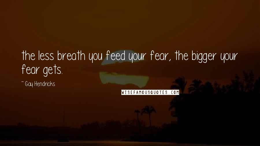 Gay Hendricks Quotes: the less breath you feed your fear, the bigger your fear gets.