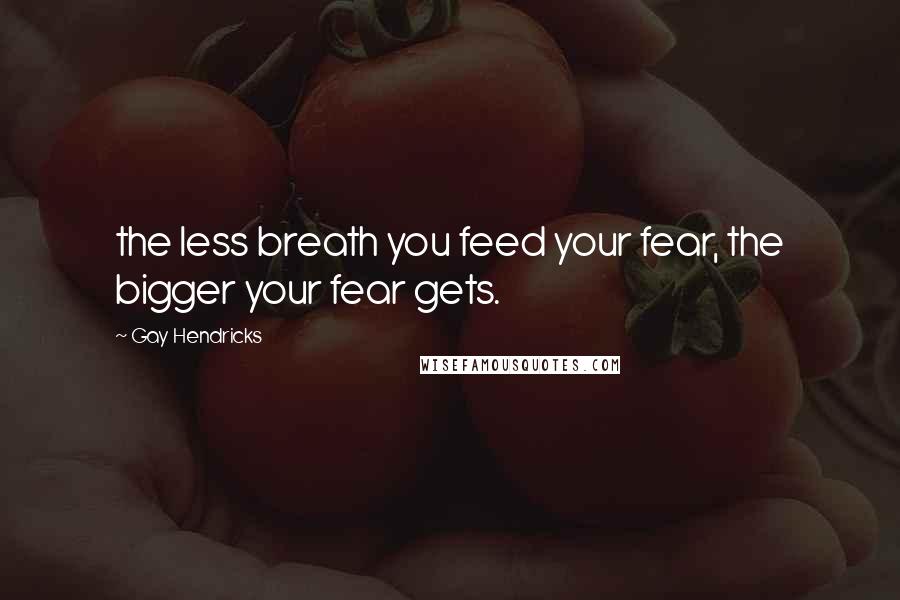 Gay Hendricks Quotes: the less breath you feed your fear, the bigger your fear gets.