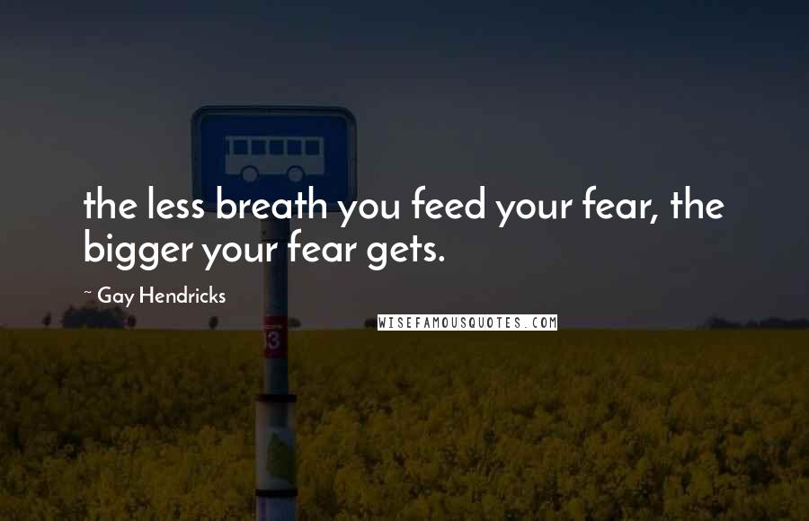 Gay Hendricks Quotes: the less breath you feed your fear, the bigger your fear gets.