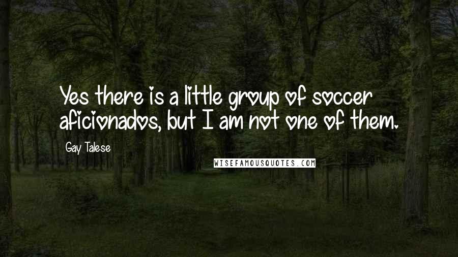 Gay Talese Quotes: Yes there is a little group of soccer aficionados, but I am not one of them.
