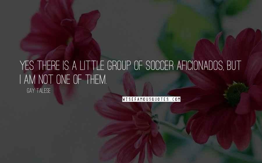 Gay Talese Quotes: Yes there is a little group of soccer aficionados, but I am not one of them.