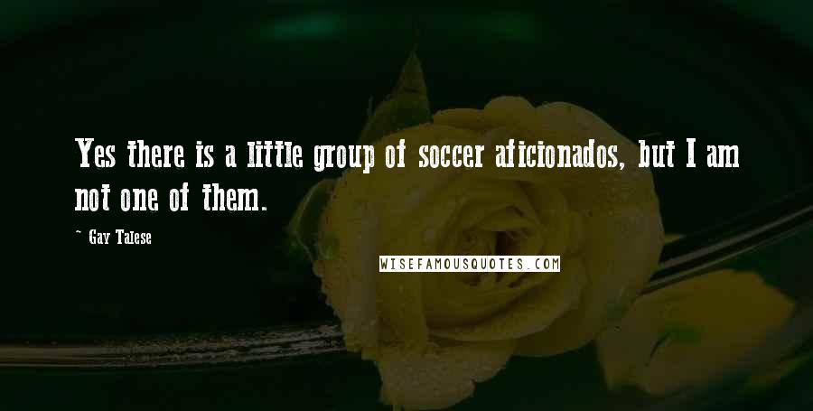 Gay Talese Quotes: Yes there is a little group of soccer aficionados, but I am not one of them.