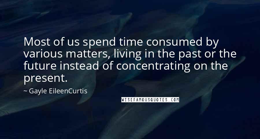 Gayle EileenCurtis Quotes: Most of us spend time consumed by various matters, living in the past or the future instead of concentrating on the present.