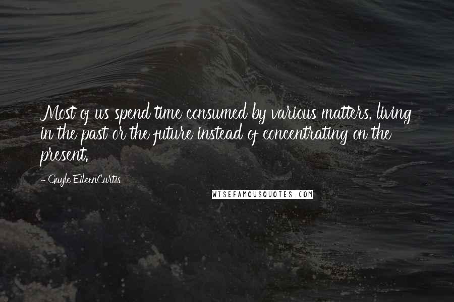 Gayle EileenCurtis Quotes: Most of us spend time consumed by various matters, living in the past or the future instead of concentrating on the present.