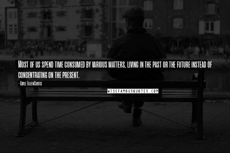 Gayle EileenCurtis Quotes: Most of us spend time consumed by various matters, living in the past or the future instead of concentrating on the present.