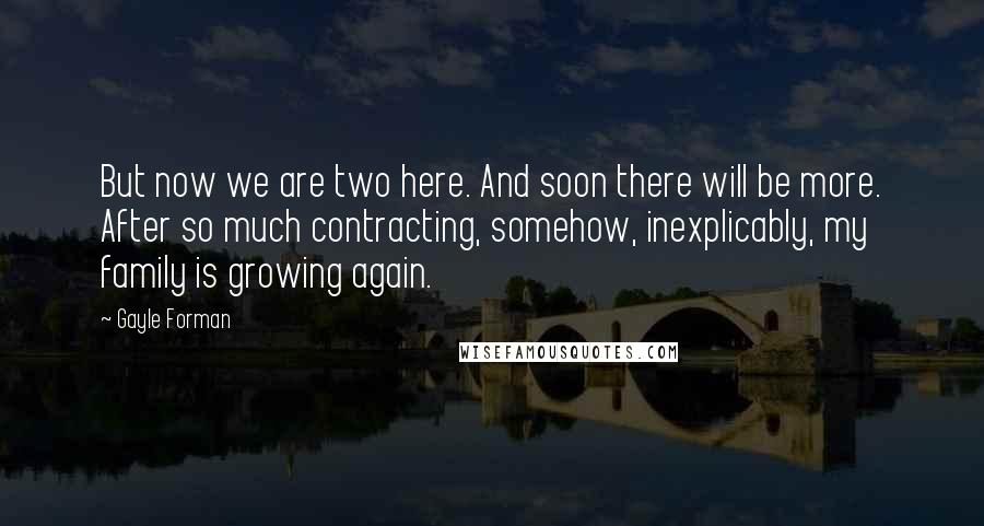 Gayle Forman Quotes: But now we are two here. And soon there will be more. After so much contracting, somehow, inexplicably, my family is growing again.