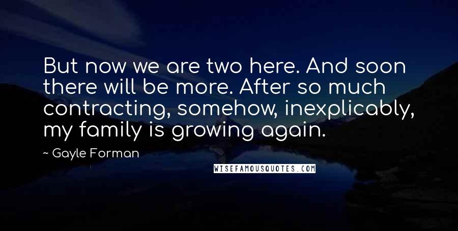 Gayle Forman Quotes: But now we are two here. And soon there will be more. After so much contracting, somehow, inexplicably, my family is growing again.