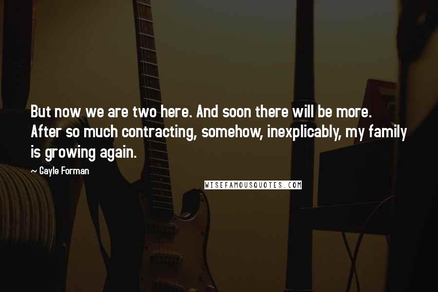 Gayle Forman Quotes: But now we are two here. And soon there will be more. After so much contracting, somehow, inexplicably, my family is growing again.