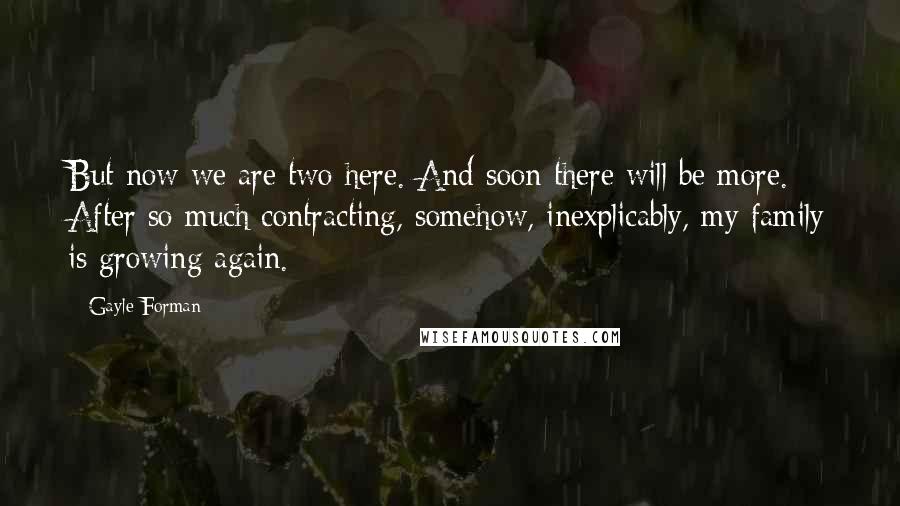 Gayle Forman Quotes: But now we are two here. And soon there will be more. After so much contracting, somehow, inexplicably, my family is growing again.