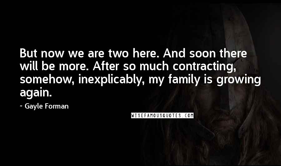 Gayle Forman Quotes: But now we are two here. And soon there will be more. After so much contracting, somehow, inexplicably, my family is growing again.