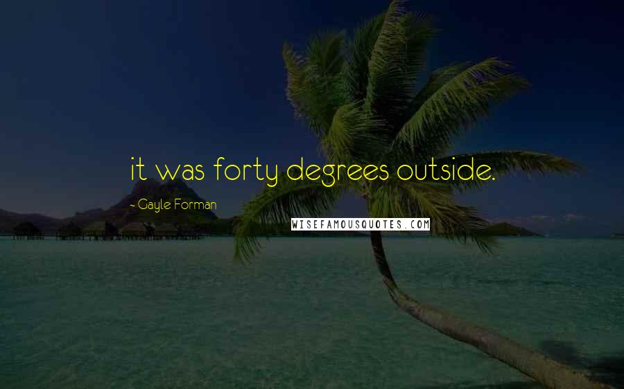 Gayle Forman Quotes: it was forty degrees outside.