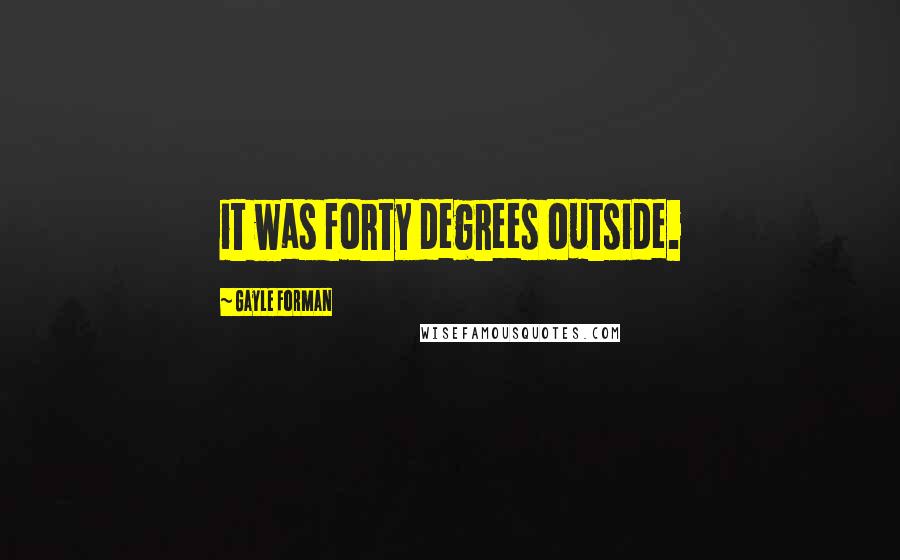 Gayle Forman Quotes: it was forty degrees outside.