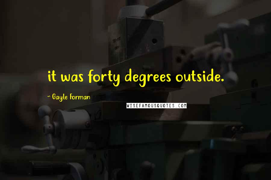 Gayle Forman Quotes: it was forty degrees outside.