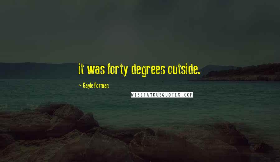 Gayle Forman Quotes: it was forty degrees outside.