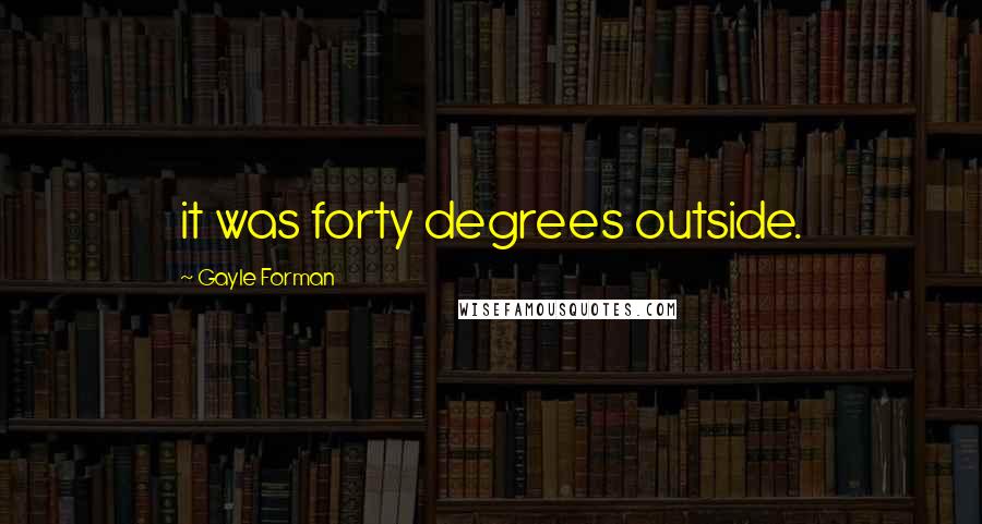 Gayle Forman Quotes: it was forty degrees outside.