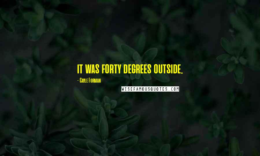 Gayle Forman Quotes: it was forty degrees outside.