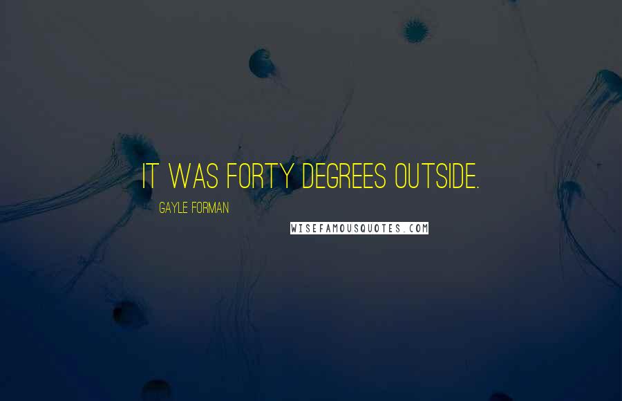 Gayle Forman Quotes: it was forty degrees outside.