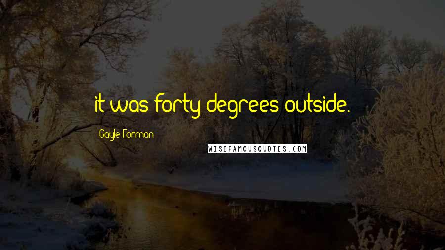 Gayle Forman Quotes: it was forty degrees outside.