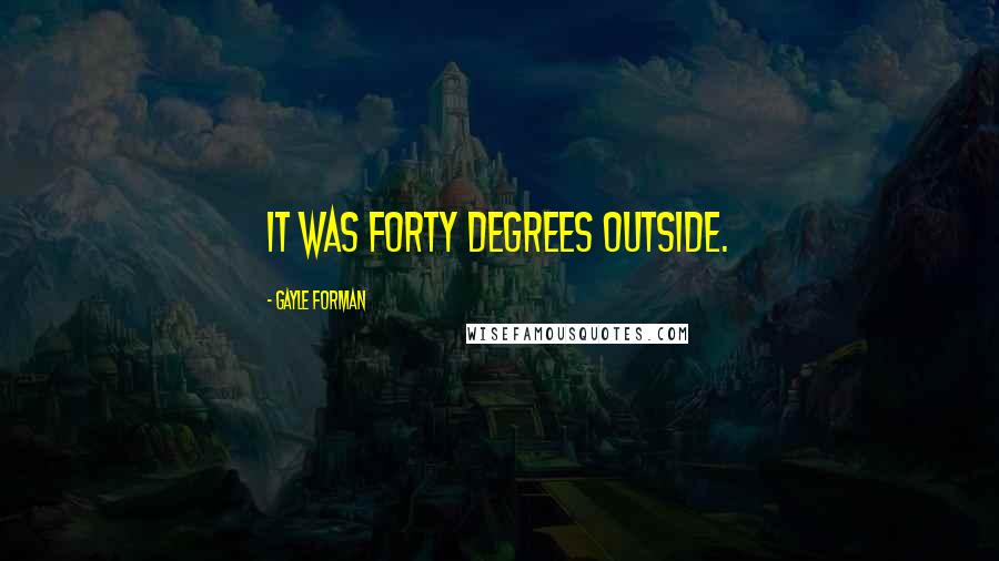 Gayle Forman Quotes: it was forty degrees outside.