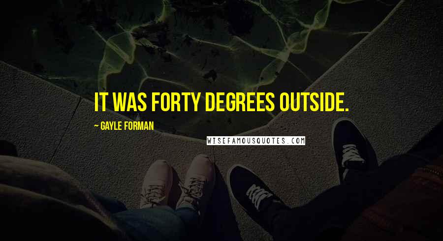 Gayle Forman Quotes: it was forty degrees outside.