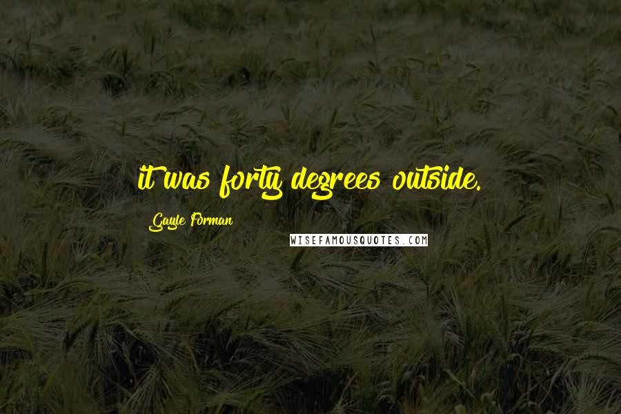 Gayle Forman Quotes: it was forty degrees outside.