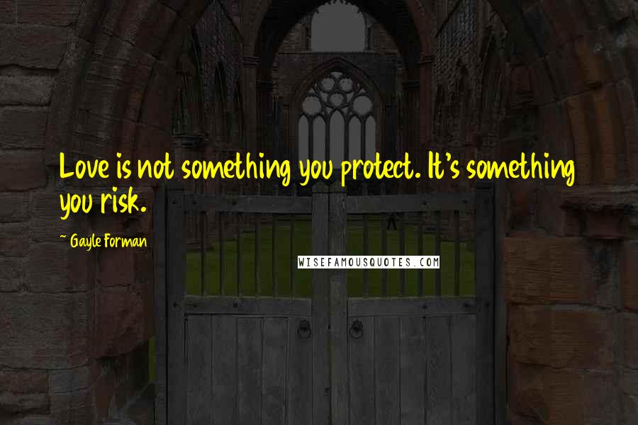 Gayle Forman Quotes: Love is not something you protect. It's something you risk.